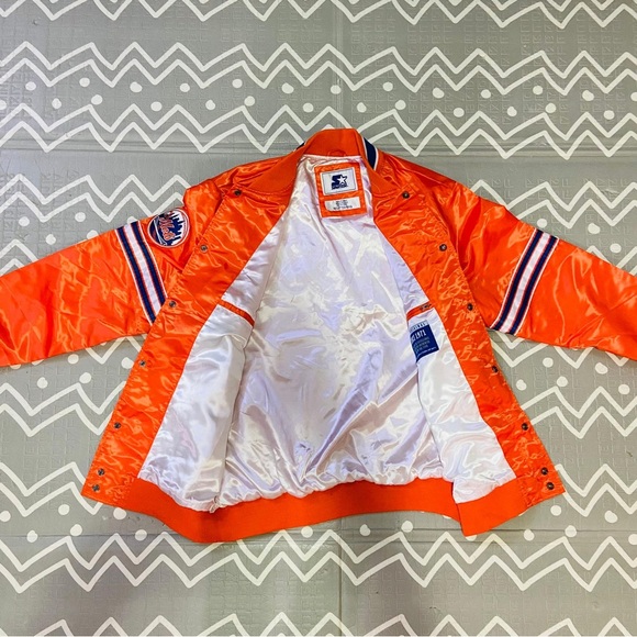 Vintage retro starter New York Mets orange varsity bomber jacket - Picture 9 of 11